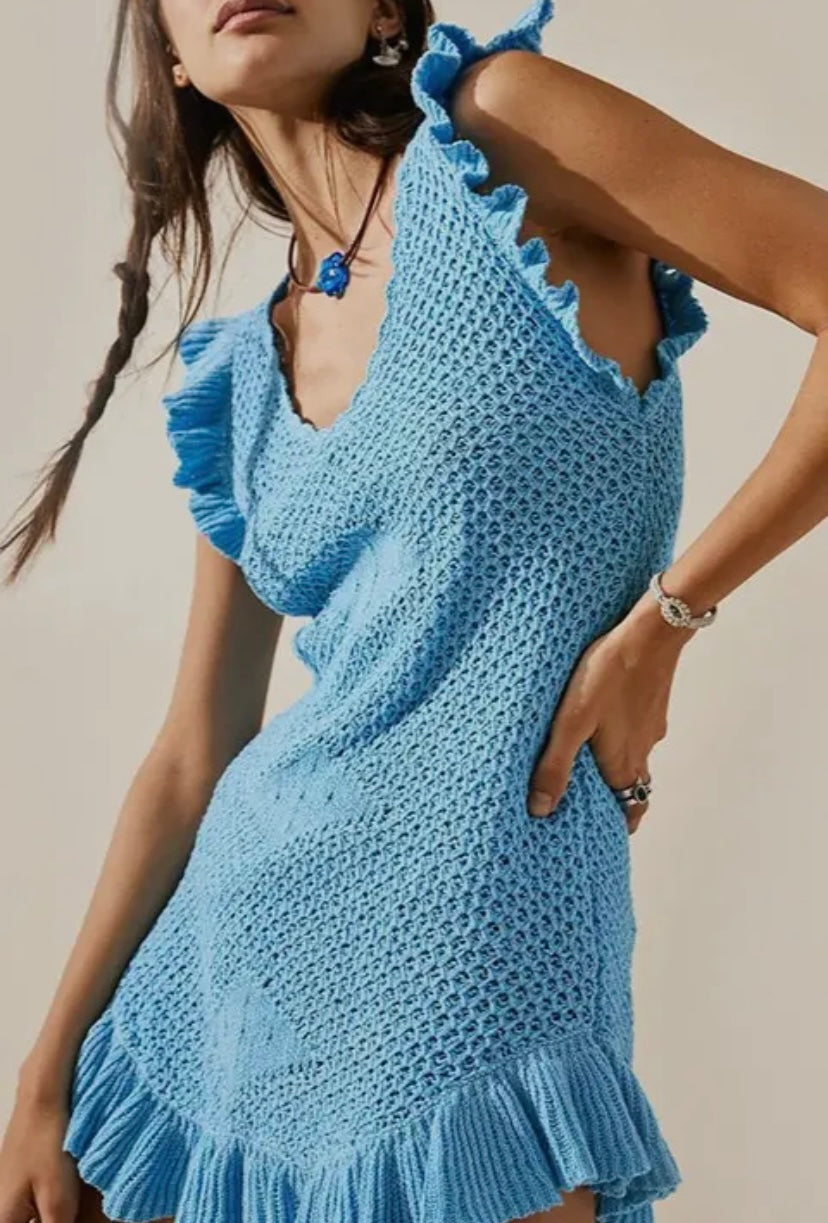 French Blue Knit Cover Up