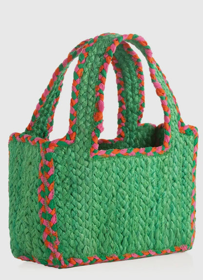 Woven Accent Trim Jute Purse